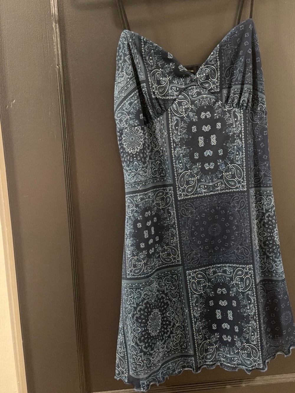 Urban Outfitters Navy Paisley Slip Mini Dress